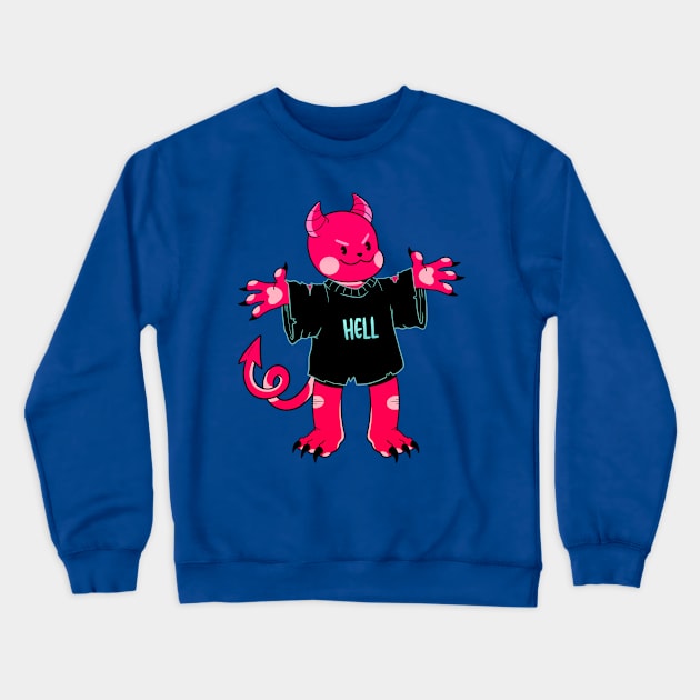 Cute Lil Hell Devil Crewneck Sweatshirt by Get A Klu Comics